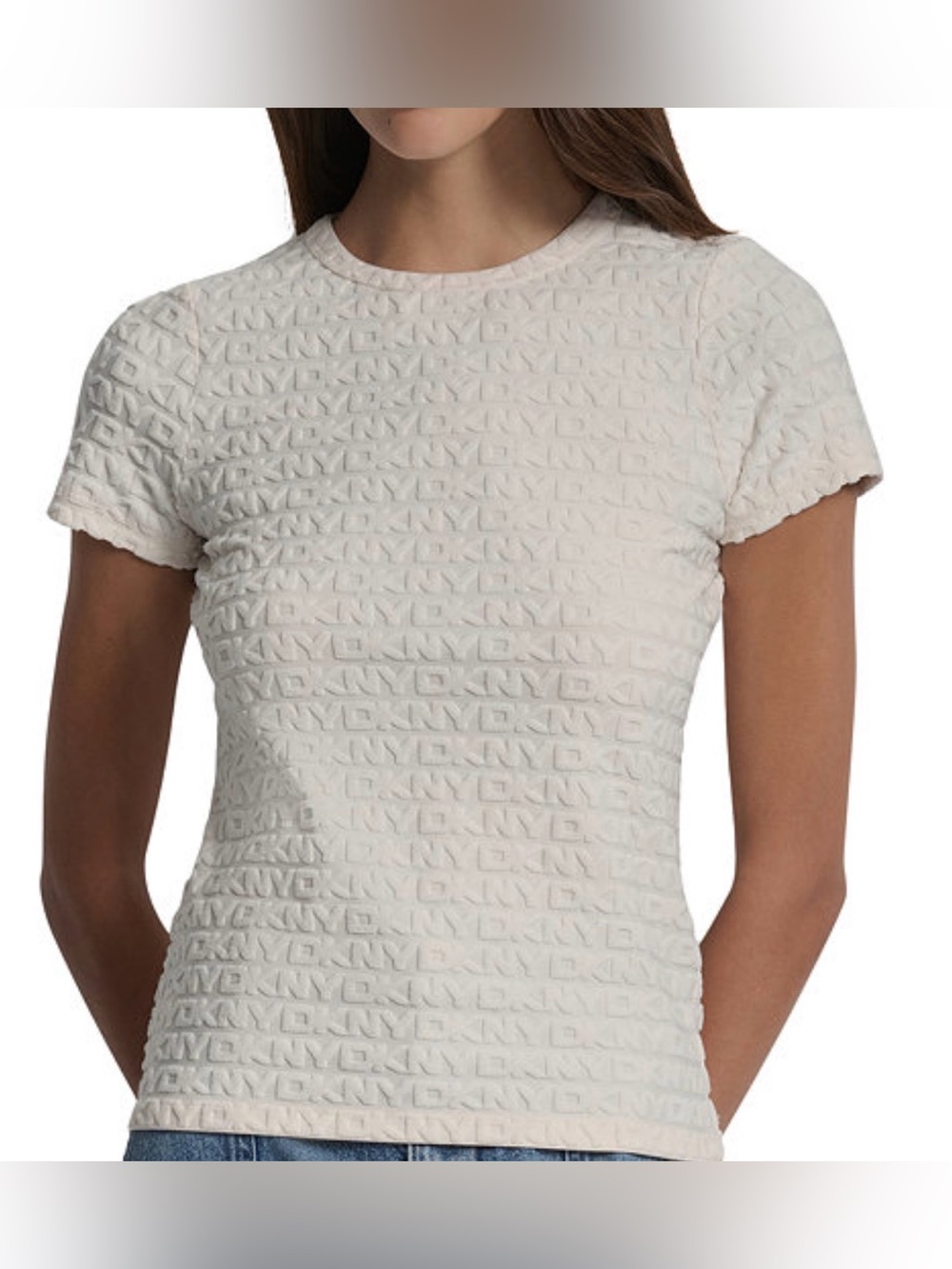 DKNY Jeans Women's Jacquard Logo Crewneck T-Shirt